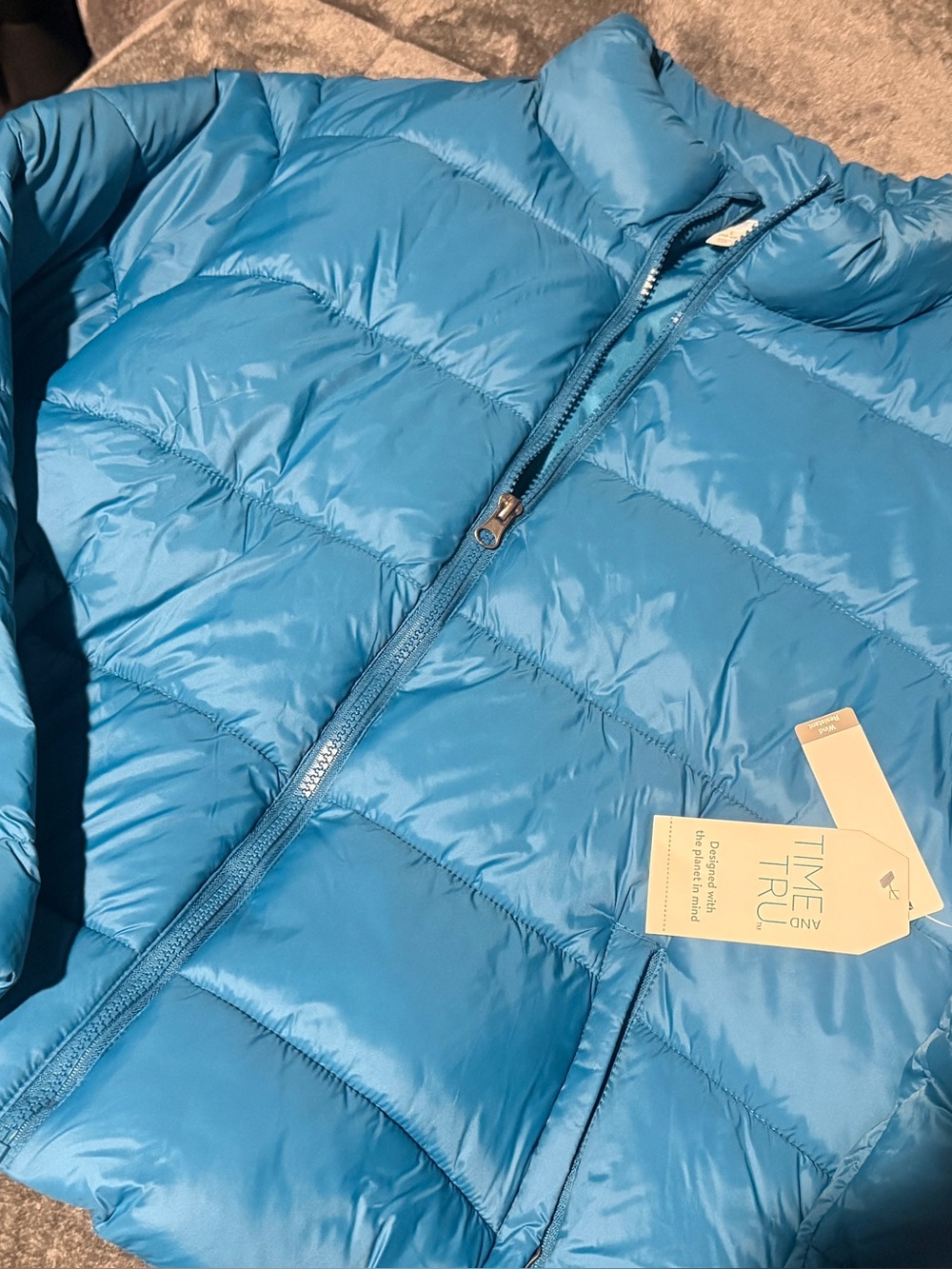 Lightweight Blue Puffer Jacket - Time and Tru